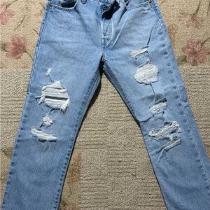 Levi's Light Blue Distressed Ankle Jeans